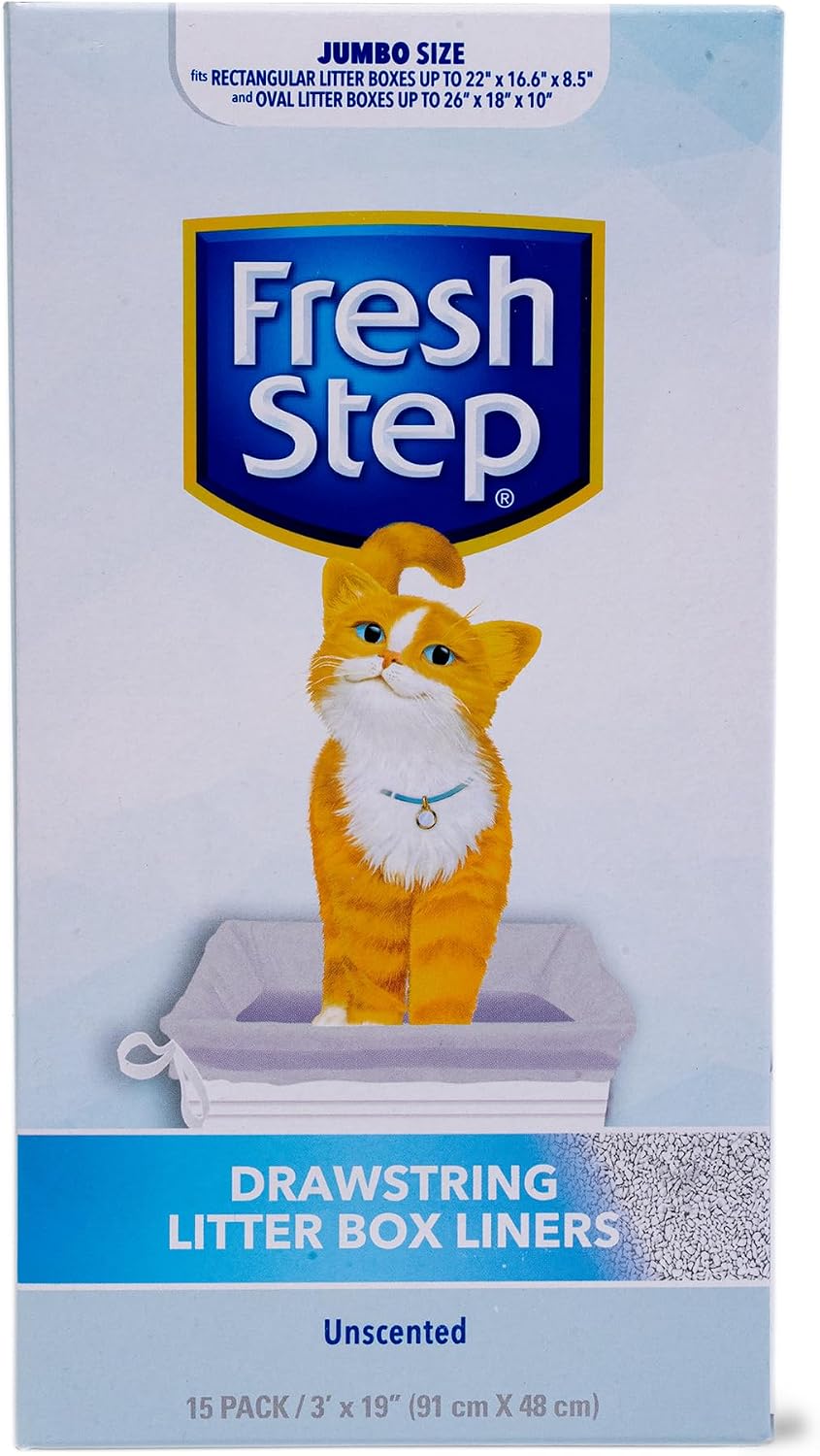 Fresh Step Drawstring Cat Litter Liners, Scented, 3 ft x 19 in, 7 Ct, 2-Pk