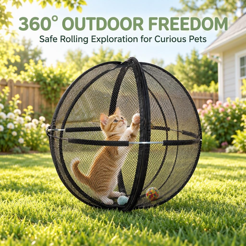 Cat Hamster Ball for Outside, Outdoor Cat Ball Enclosure Rolling