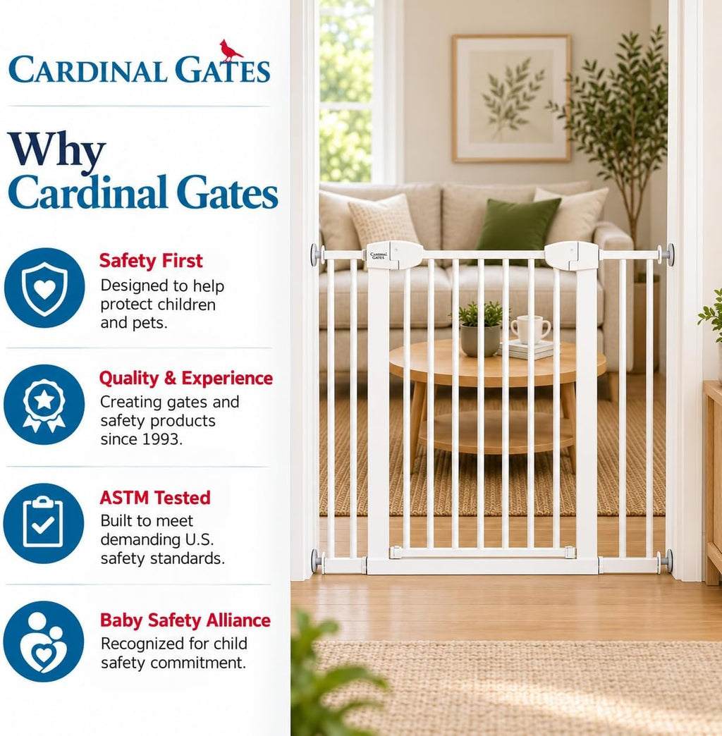 Cardinal Gates 36-Inch Pressure-Mount Baby/Pet Gate, White, 40.25-43 in