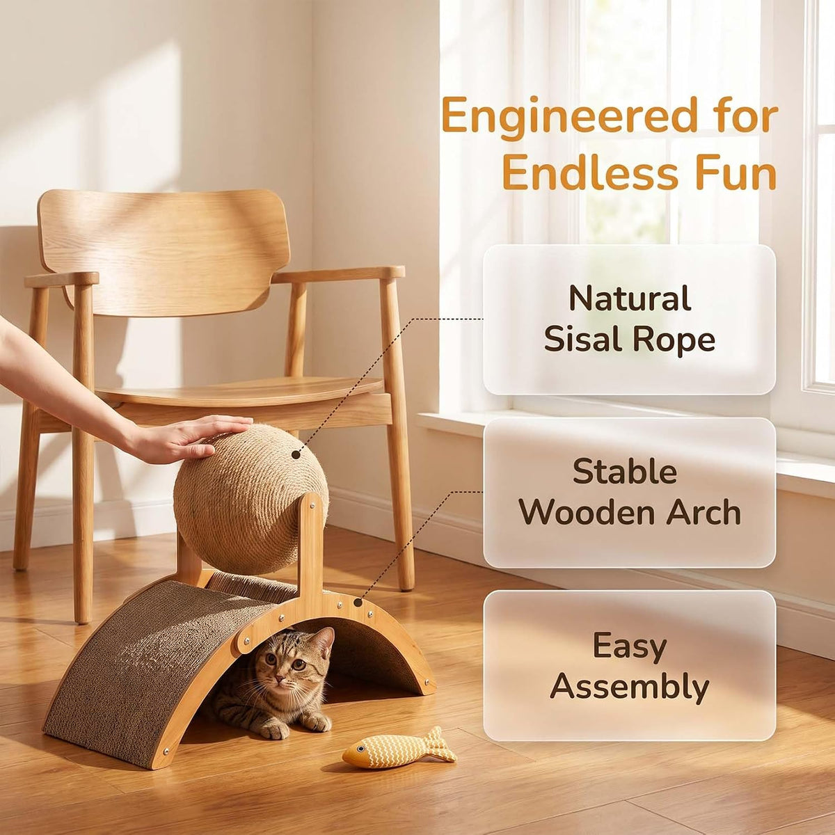 2027 Upgraded Cat Scratching Ball on Stand, Sisal Cat Scratcher Ball，A-M