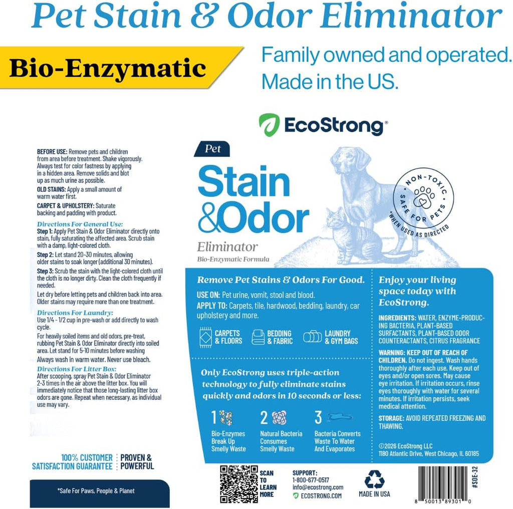 Eco Strong Pet Stain and Odor Remover - Cat Urine Enzyme Cleaner Destroyer, Urine Destroyer for Dogs, Pet Urine Enzyme C