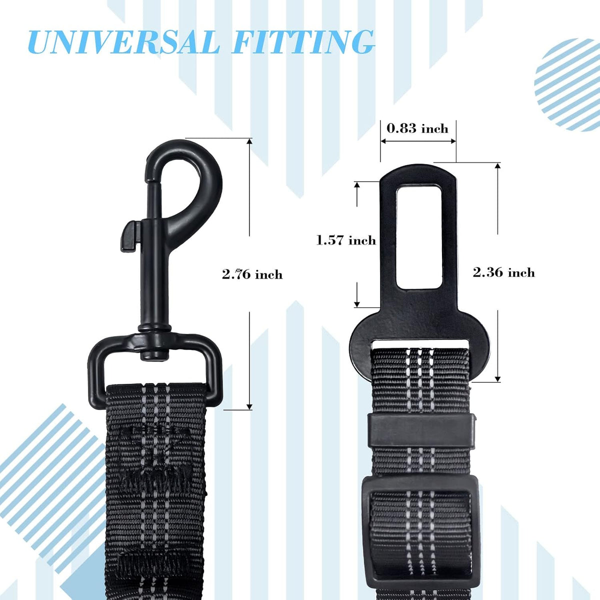 2 Pack Dog Seat Belt Adjustable Dog Car Seatbelts for Vehicle Nylon Pet Safety Seat Belt with Elastic Bungee Buffer Refl