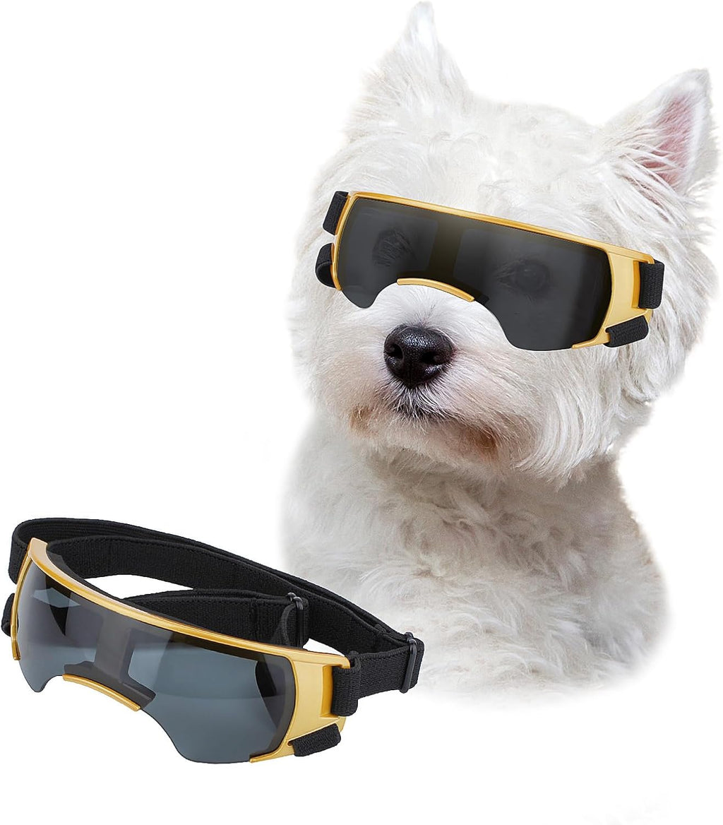 Futuristic Dog Goggles for Small Breed, Tech-Style Pet Eye Glasses, Anti-Fog UV Protection Windproof Dog Sunglasses with