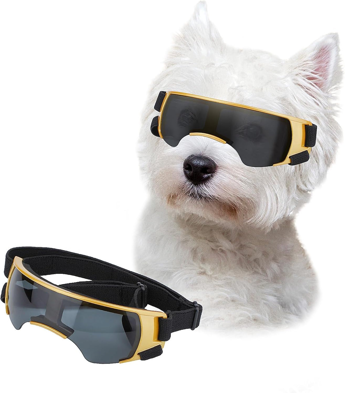 Futuristic Dog Goggles for Small Breed, Tech-Style Pet Eye Glasses, Anti-Fog UV Protection Windproof Dog Sunglasses with