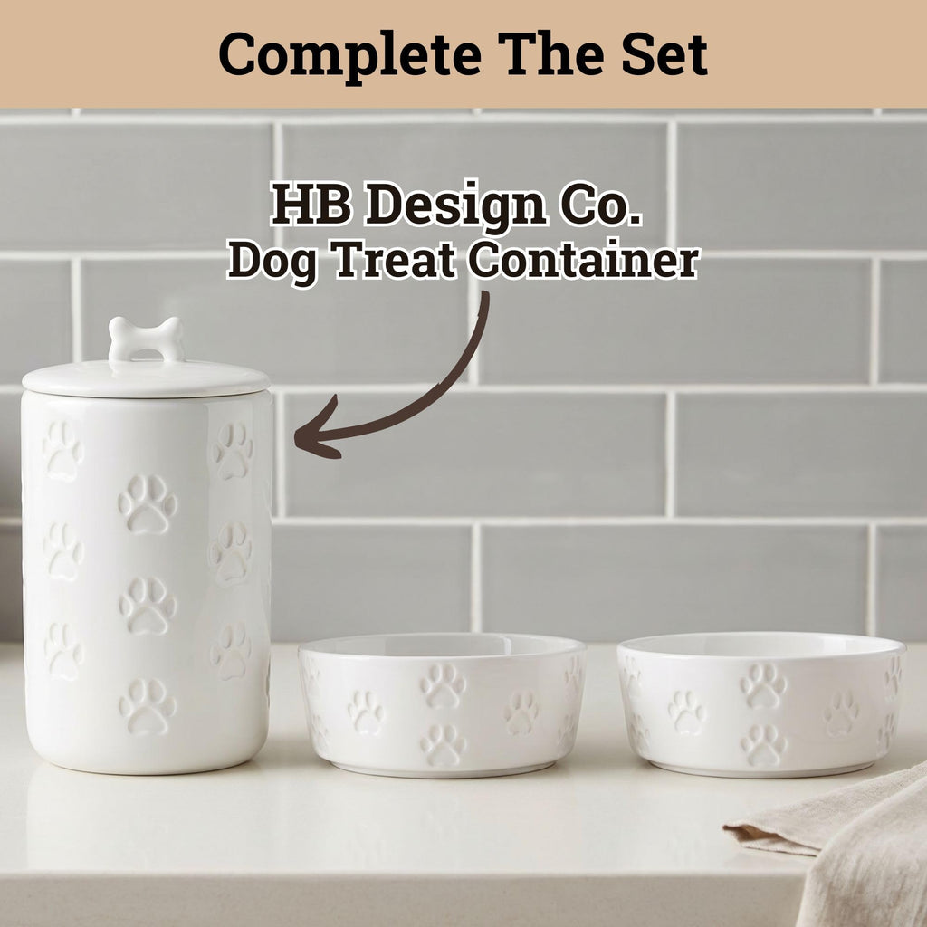 Ceramic Dog Bowl Set of 2 with Anti-Skid Base, 5.5"W x 2"H, 2 Cup Capacity