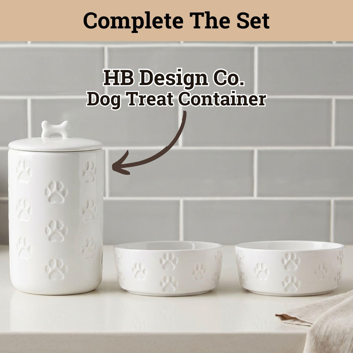 Ceramic Dog Bowl Set of 2 with Anti-Skid Base, 5.5"W x 2"H, 2 Cup Capacity