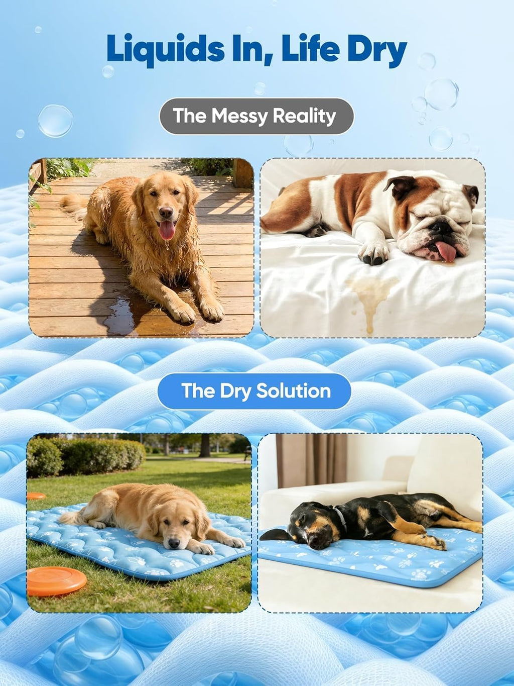 44x32in Dog Cooling Mat with One-Way Moisture & Arc-Chill 3.0