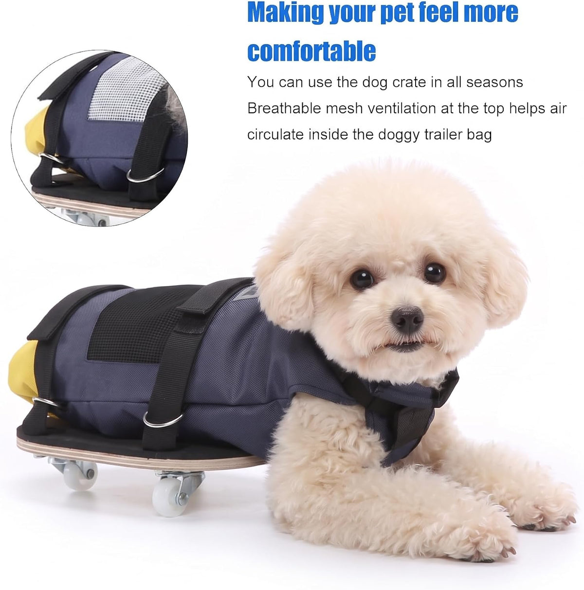 Dog Mobility Support Cart, Skateboard Wheelchair for Back Legs