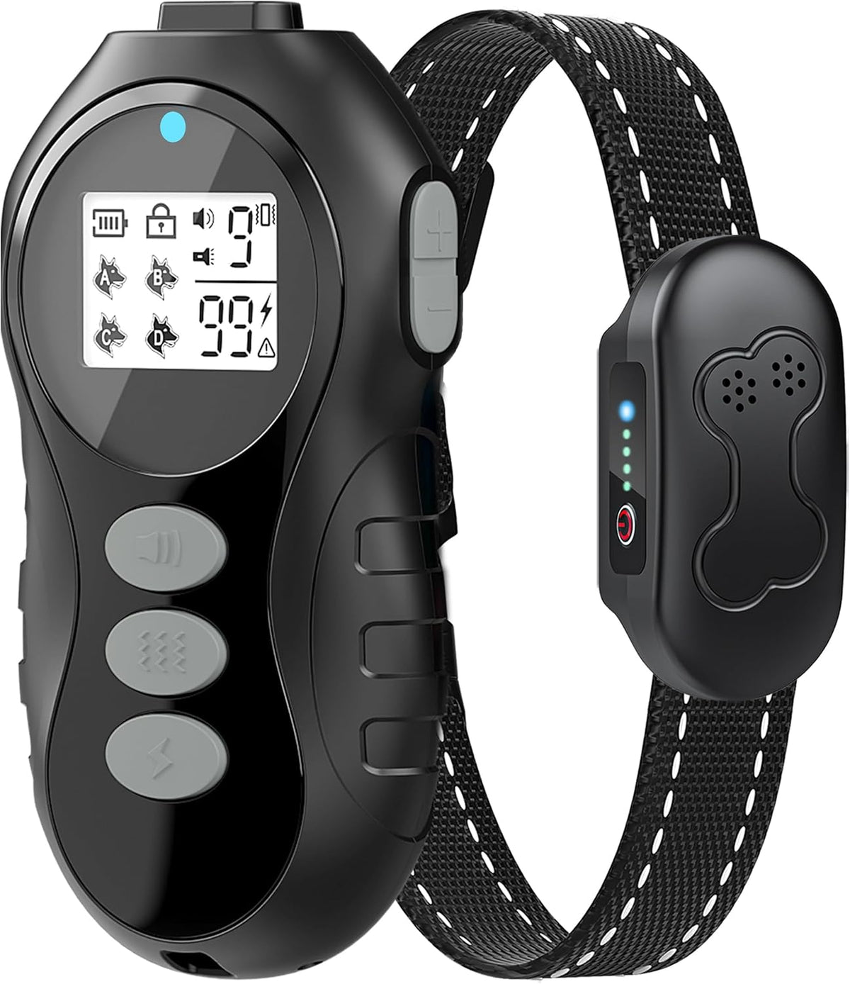 Dog Shock Collar with Remote Control, Waterproof Dog Training Collar, Bk