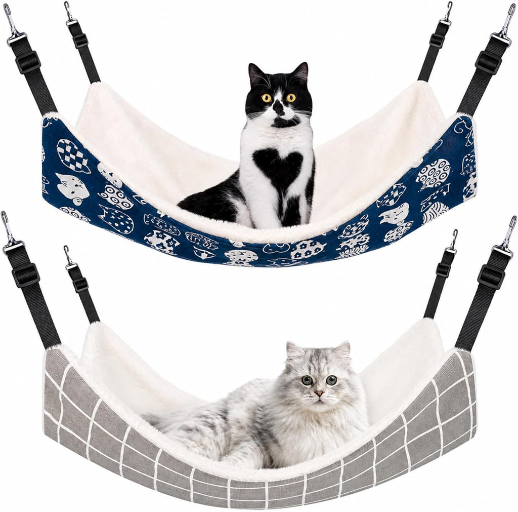 Jetec 2 Pack Cat Hammock for Cage, Leopard and Dot, M