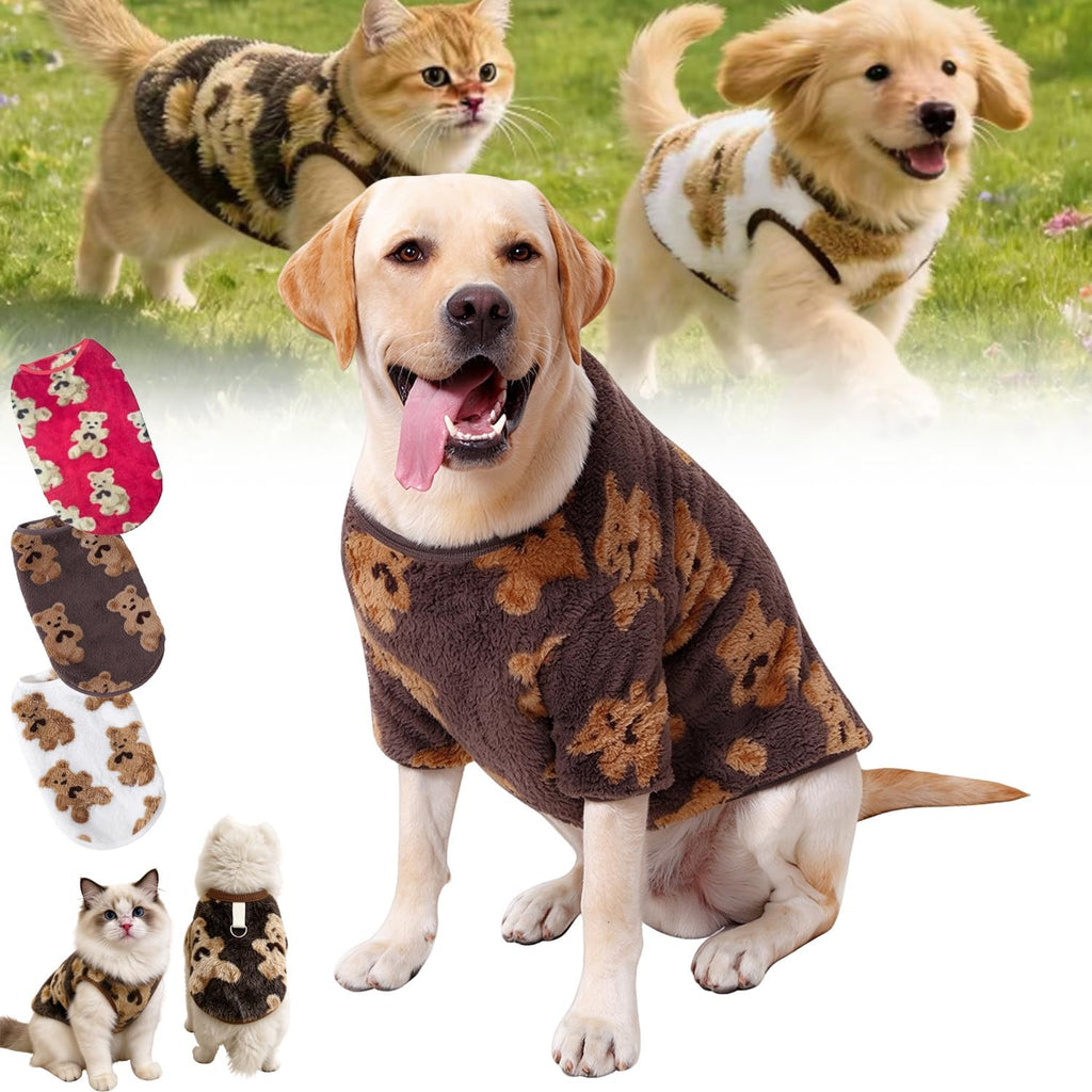 Cute Plush-Lined Pet Vest, Plush Bear Print Dog Vest for Pets，Red：8XL