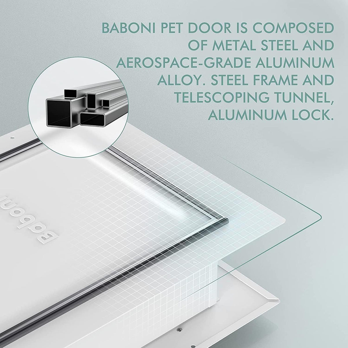 Baboni Pet Door for Wall,3-Flap,Steel Frame and Telescoping Tunnel, Aluminum Lock, Double Flap Dog Door and Cat Door, St