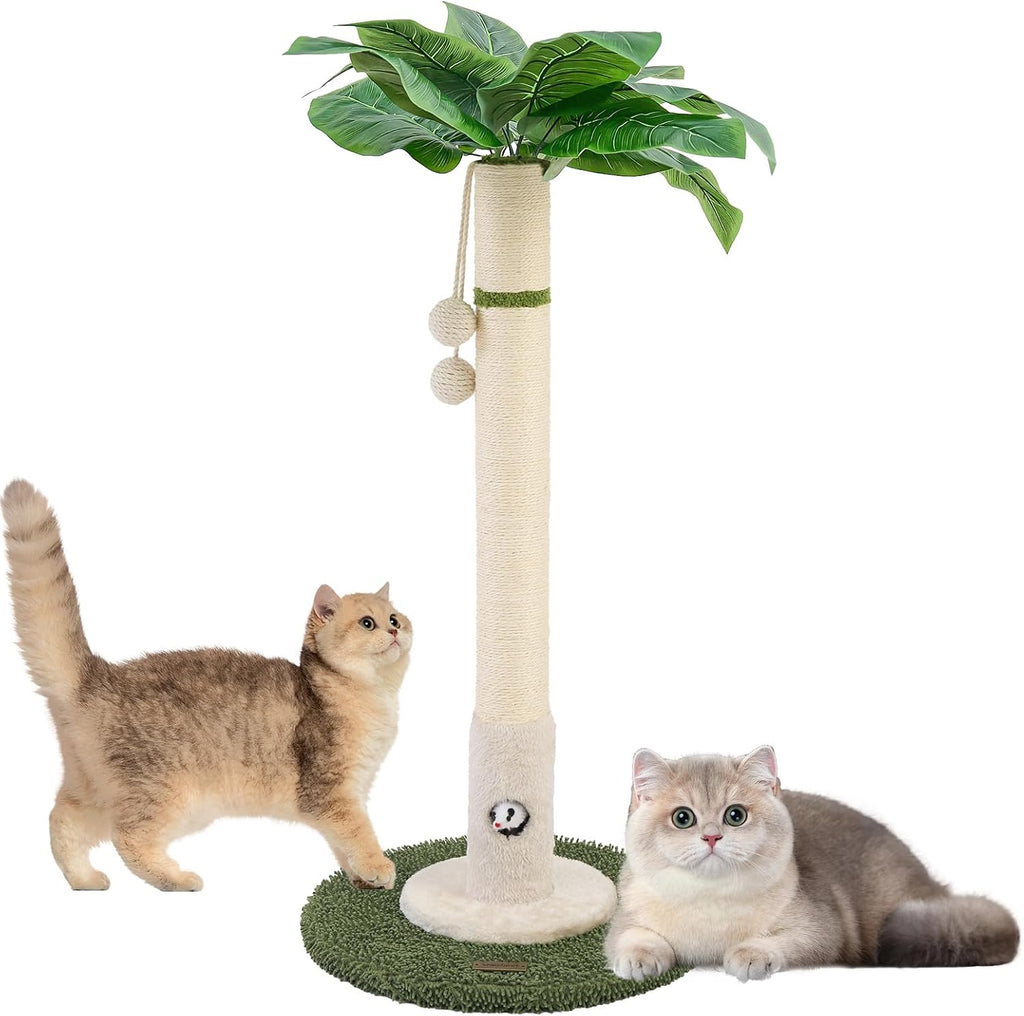 35" inch Cat Scratching Post,sisal cat Scratcher Tree with Leaves