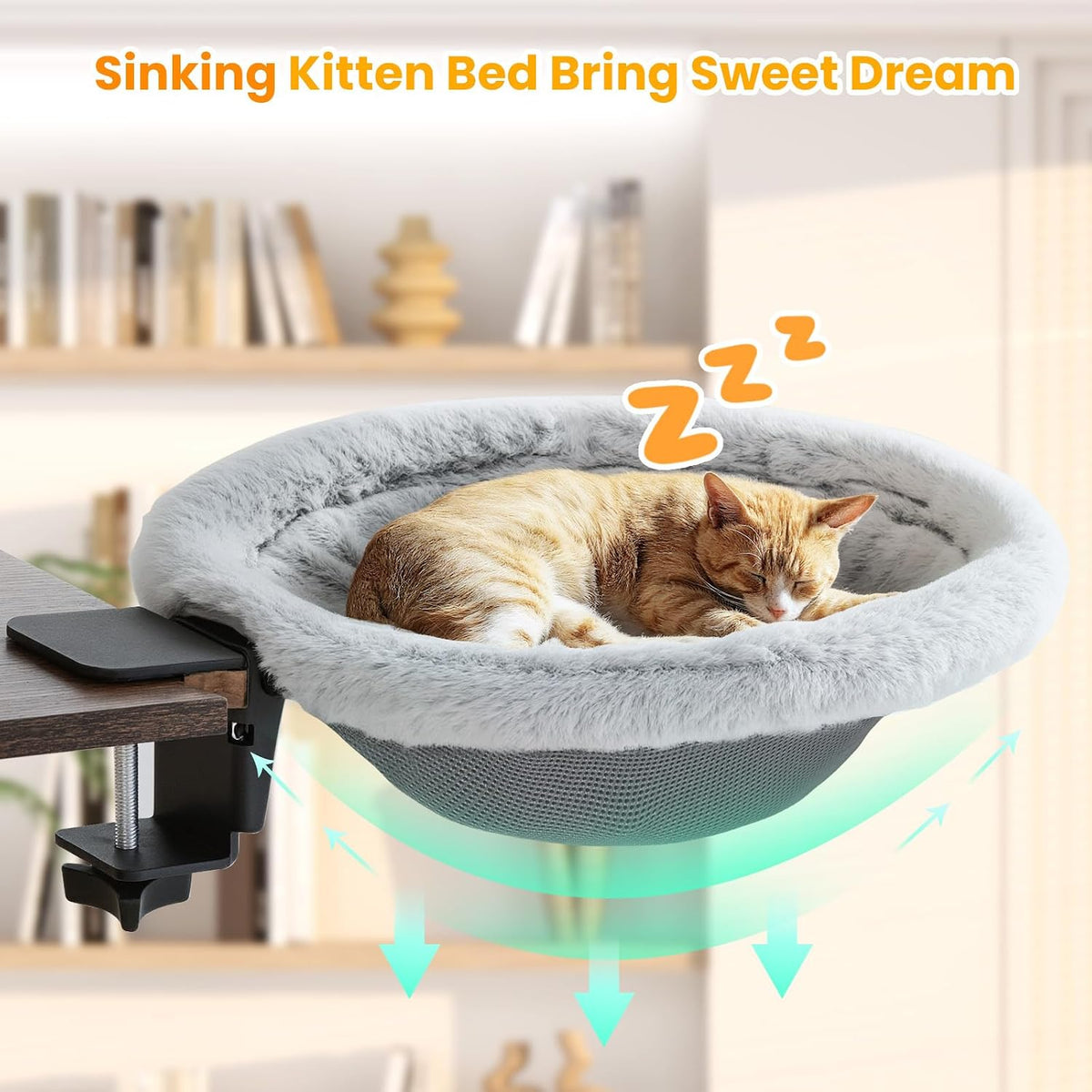Pawaboo Cat Desk Bed, One-click Foldable Sunken Cats Hammock up to 40lbs