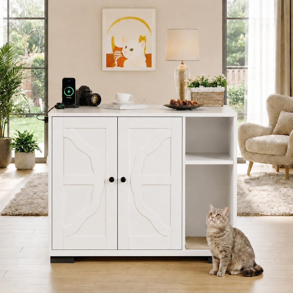 Dog-Proof Hidden Litter Box Enclosure End Table,