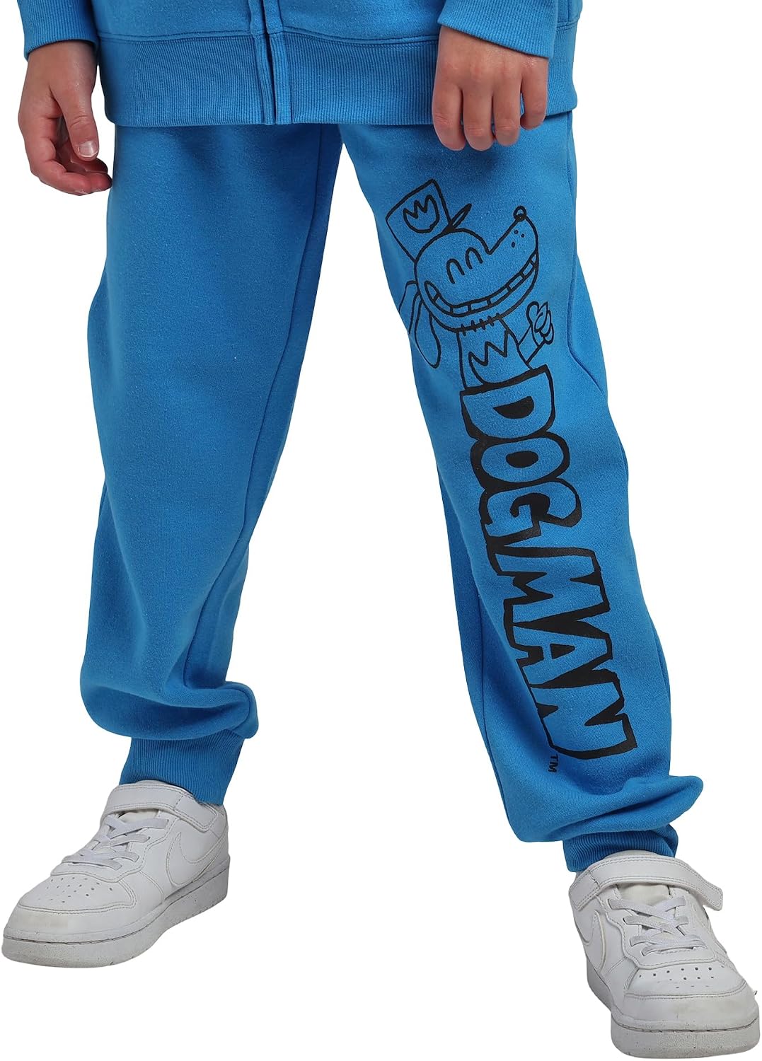 Bioworld Dog Man Emblem Boys' Blue Long Sleeve Cosplay Zip-Up Hoodie
