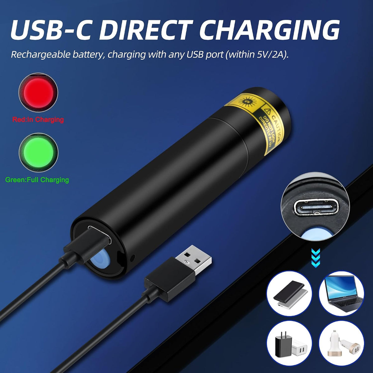 DARKBEAM Flashlight UV Black Light 395 NM, Mini but Powerful USB- C