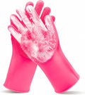 Pet Grooming Gloves—Dog Washing Gloves with High-Density Teeth, Dog Bath Scrubber with Enhanced Five Finger Design, Sili