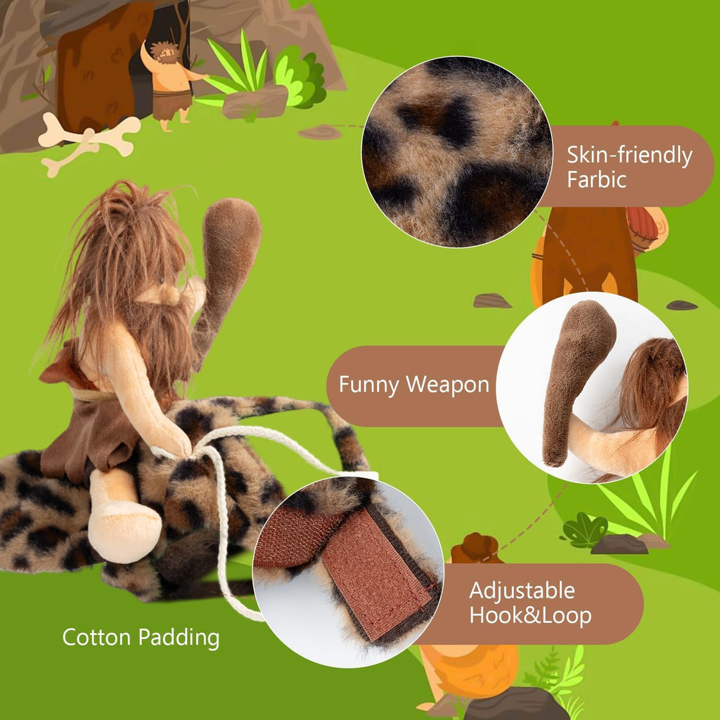 DELIFUR Dog Halloween Costume Funny Dog Cowboy Riding Costume Pet Costume Cat Suit Cowboy Rider Style for Small Medium Large Dogs (Primitive Man, Large)