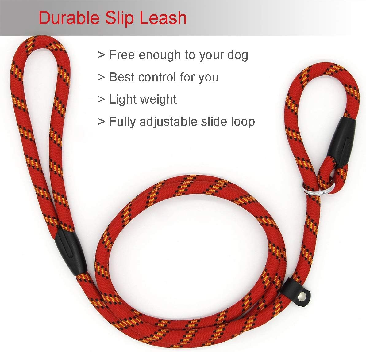Coolrunner Durable Dog Slip Rope Leash, 5 FT Dog Training Leash, 10-80 lb