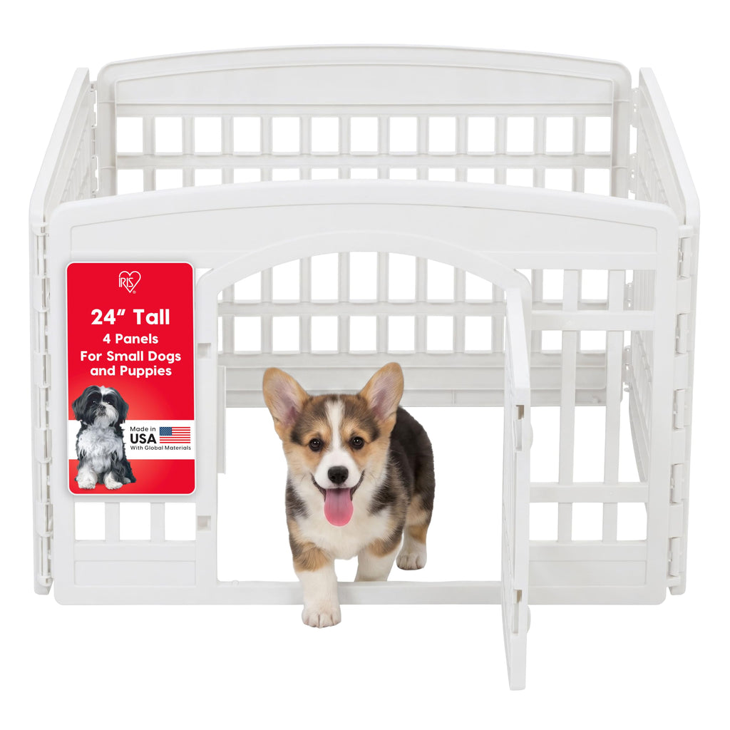 IRIS USA 4-Panel Dog Playpen, Pet Enclosure, White