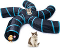 EGETOTA Cat Tunnel for Indoor Cats Large, with Play Ball S-Shape 5 Way Collapsible Interactive Peek Hole Pet Tube Toys, 