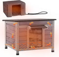 Heated Outdoor Insulated Dog House with Heating Pad and 6-Sided Insulation for Small Dogs and Feral Cats, Keeps Pets Coz