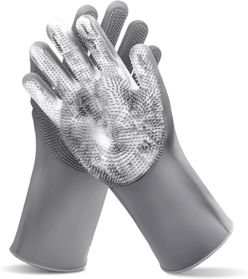 Pet Grooming Gloves—Dog Washing Gloves with High-Density Teeth, Dog Bath Scrubber with Enhanced Five Finger Design, Sili