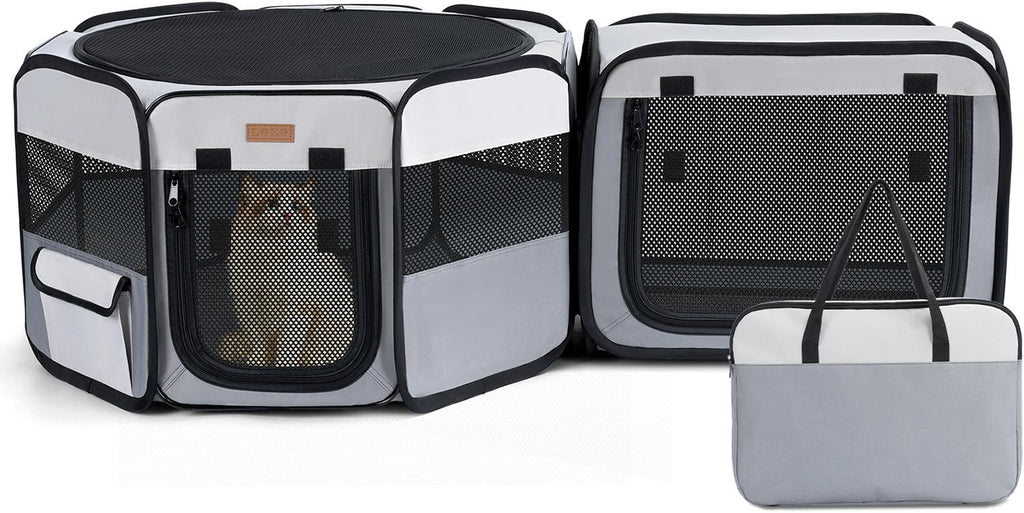 Want to Give Your Kittens & Puppies a Safe, Independent Space? Try Lekereise: 47"×16" Portable Cat Playpen, 2-in-1 Dog Playpen, Independently Usable, with a Carry Bag. Play Freely Anywhere!
