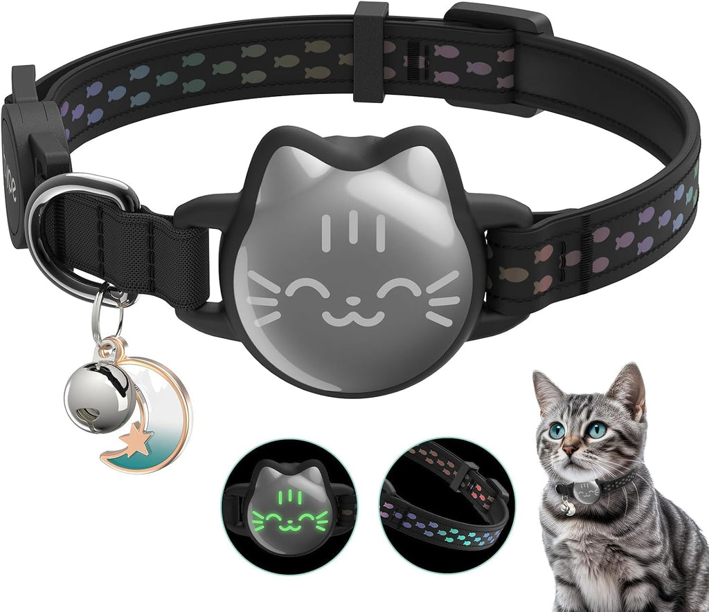 AirTag Cat Collar: Reflective Breakaway Collar, Hidden AirTag Holder