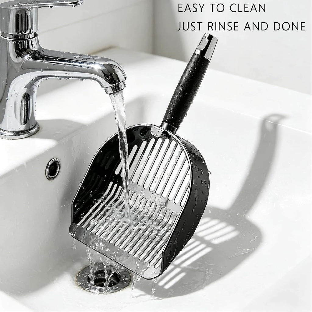 DHXYZZB Cat Litter Scoop 304 Stainless Steel Litter Shovel, Heavy Duty Litter Sifter, Litter Scooper with Wooden Handle 