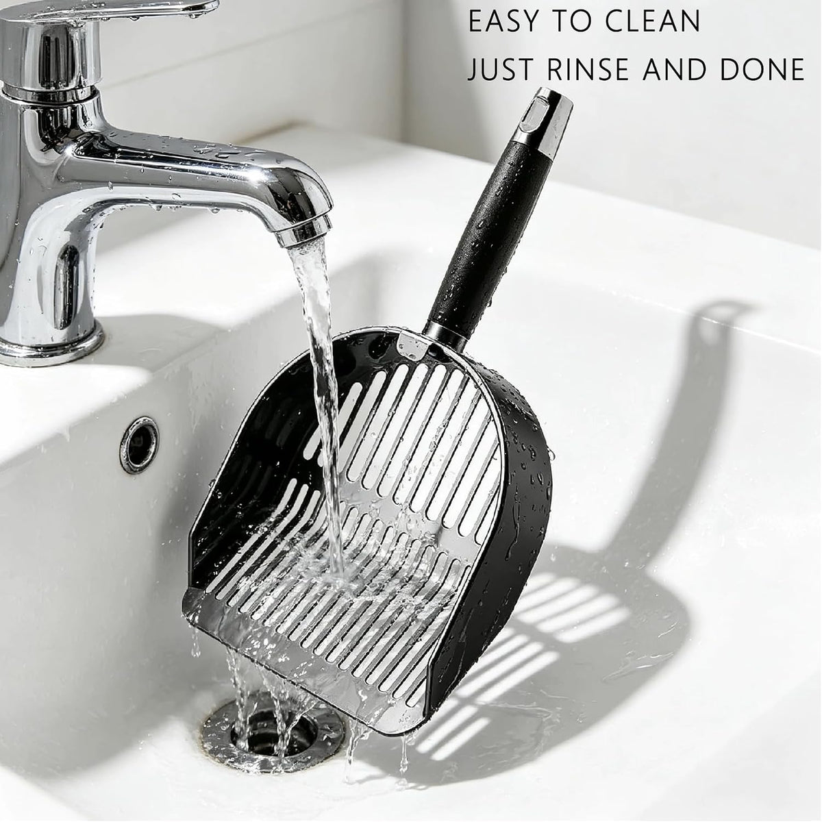 DHXYZZB Cat Litter Scoop 304 Stainless Steel Litter Shovel, Heavy Duty Litter Sifter, Litter Scooper with Wooden Handle 