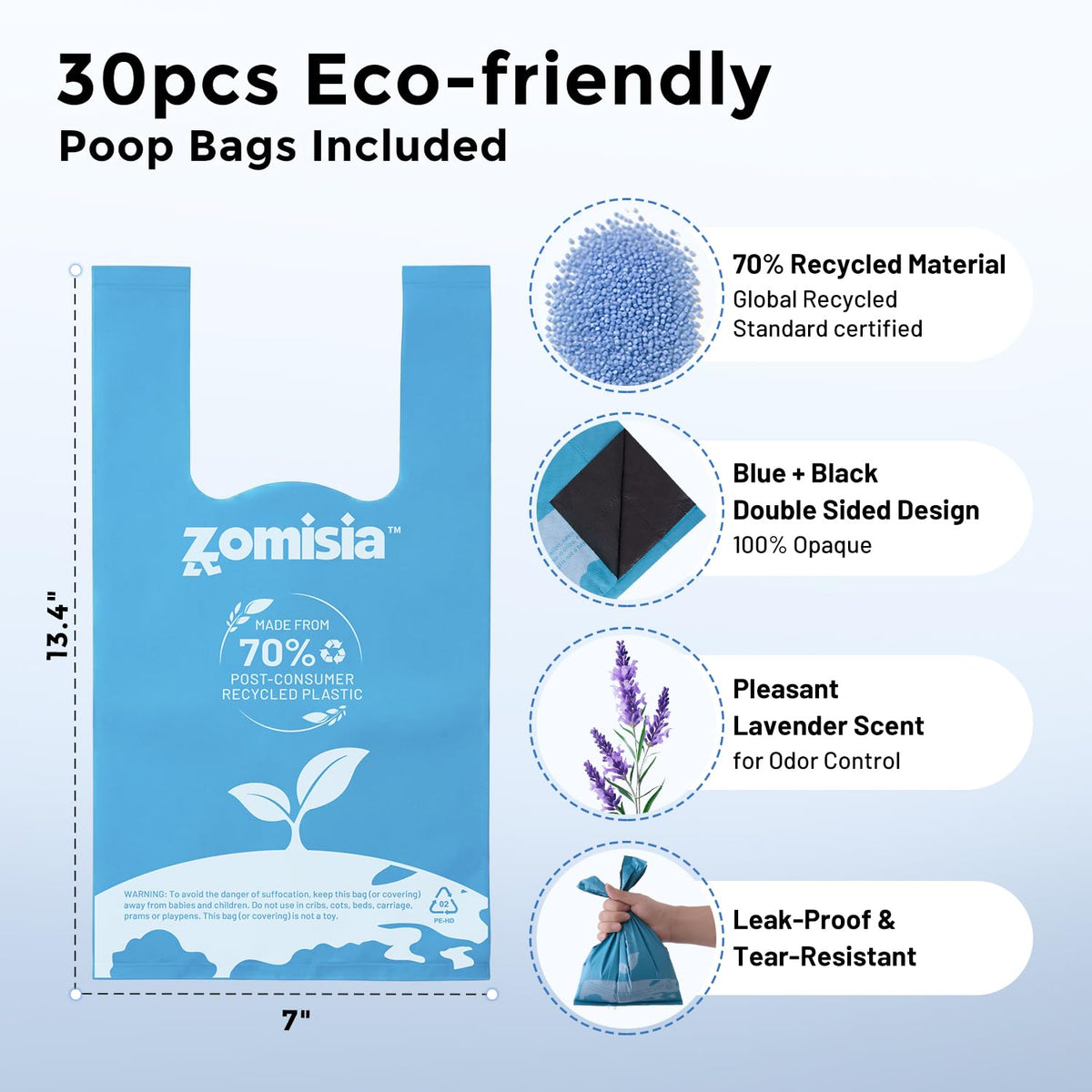 ZOMISIA 32" Long Handle Collapsible Pooper Scooper with 30 Count Waste Bags