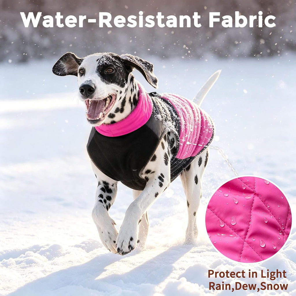 Winter Dog Coats for Small Dogs,Puppy Jacket with Harness,Pink XS