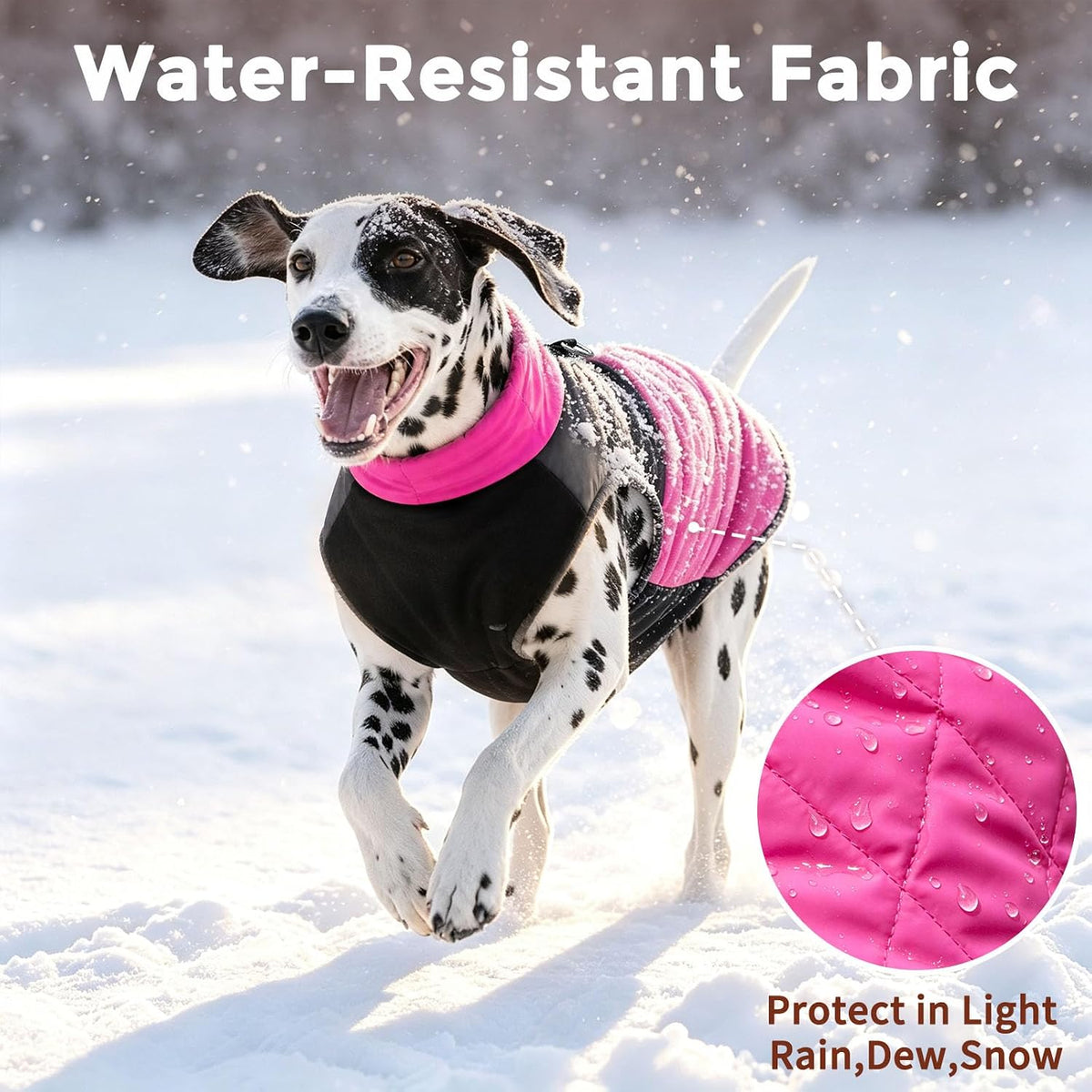 Winter Dog Coats for Small Dogs,Puppy Jacket with Harness,Pink XS