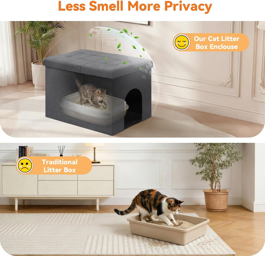 Zerbuger Cat Litter Box Enclosure Furniture for Odor Control,Hidden Cabinet