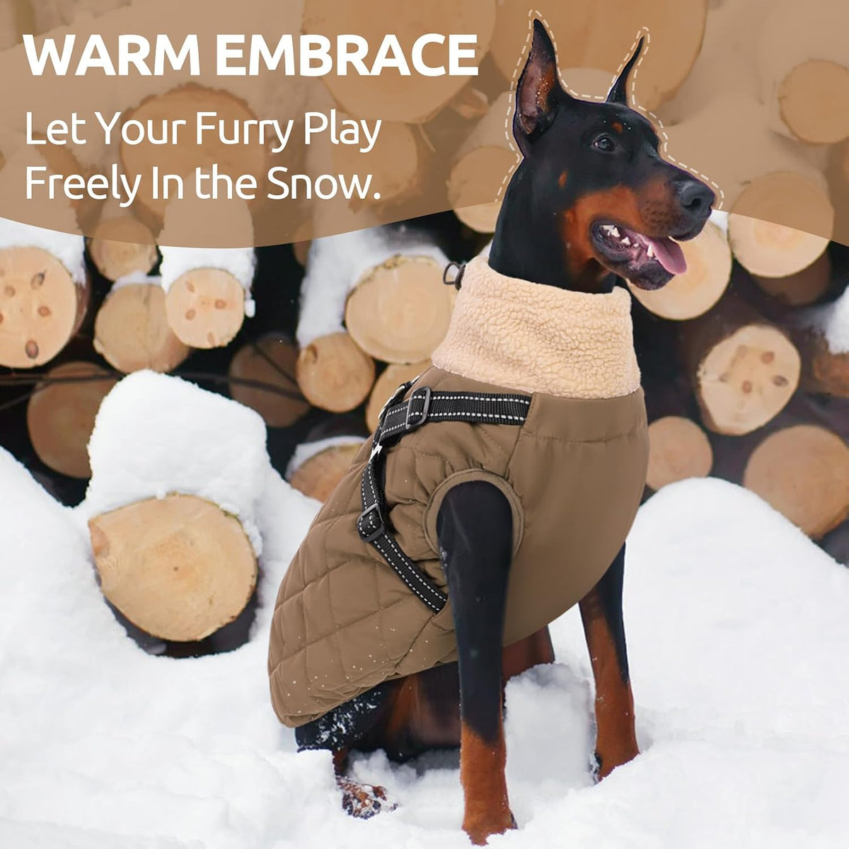Dog Jackets for Medium Dogs, Dog Coat with Harness Built in