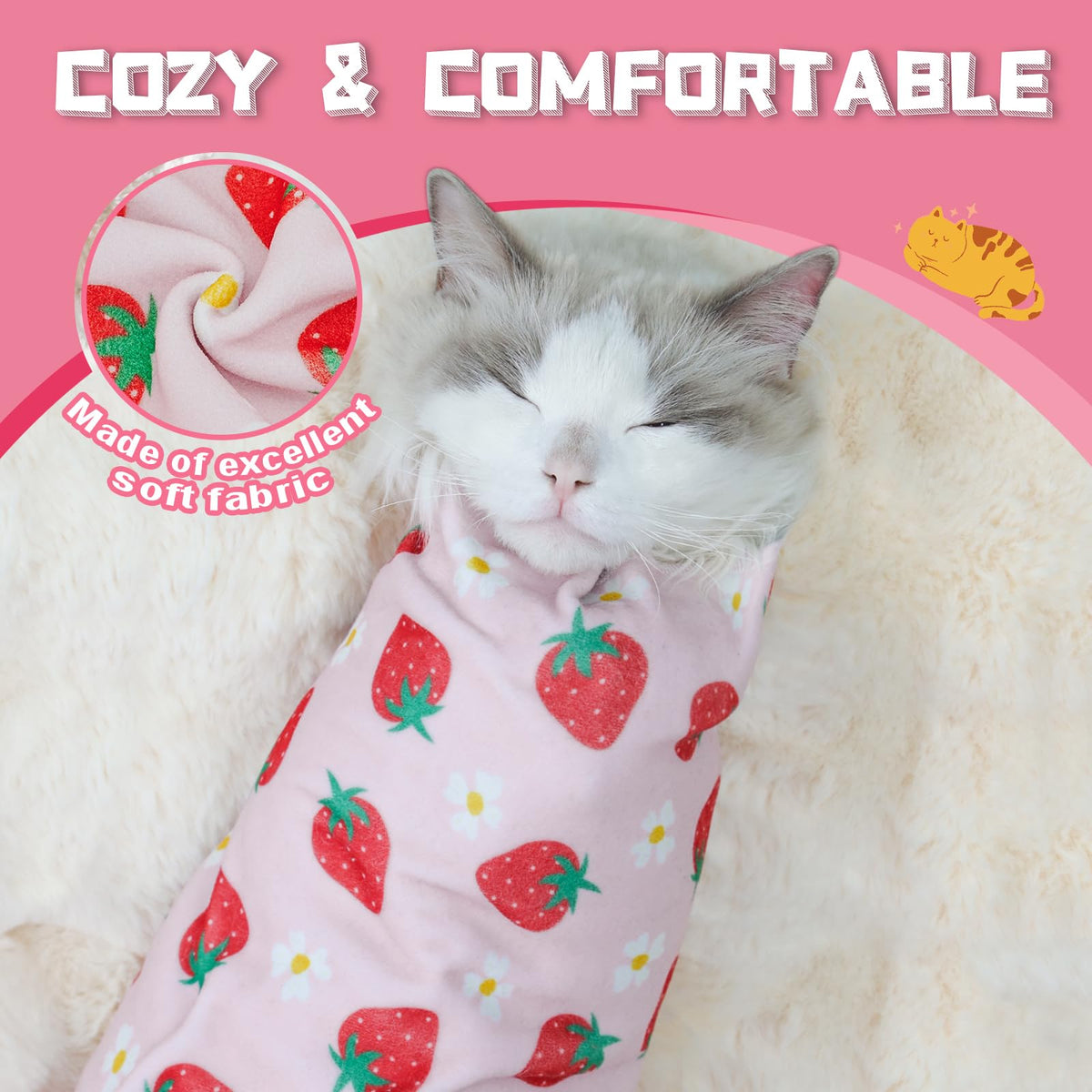 Supet Cat Grooming Wrap for Nail Trimming, Self-Adherent Calm Cat Swaddle