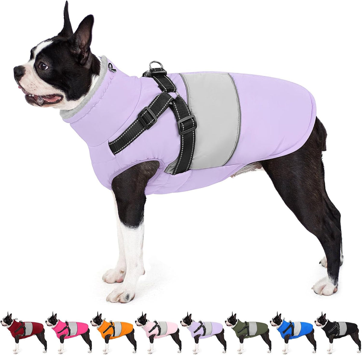 Small Dog Coat Waterproof Dog Winter Jacket with Harness Built in S