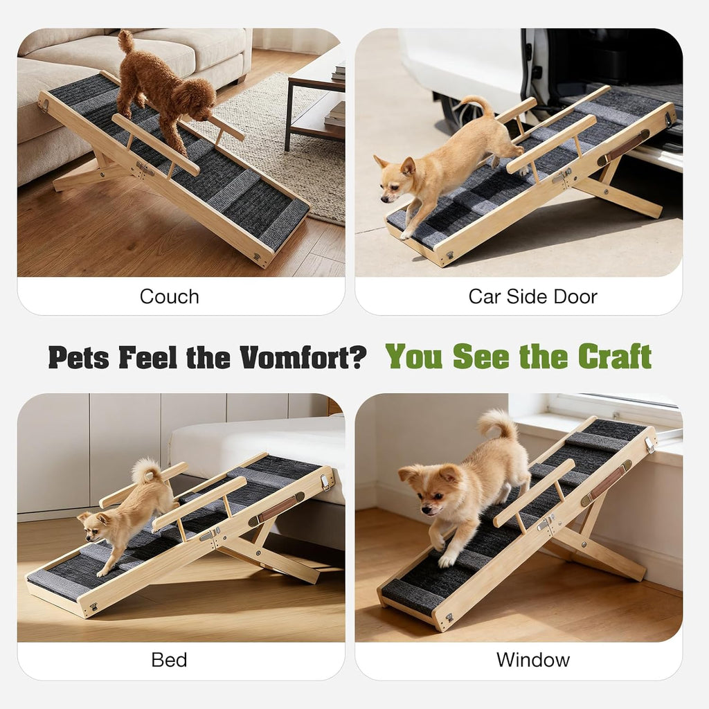 Upgraded Dog Ramp for Couch, Foldable Wooden Pet Ramp, Portable Pet Steps