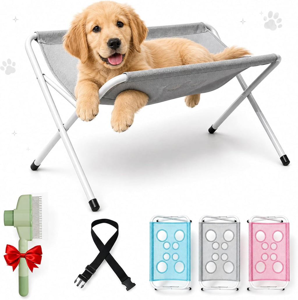 Pet Grooming Hammock Hanging Harness, Foldable Pet Bathing Stand (Blue)