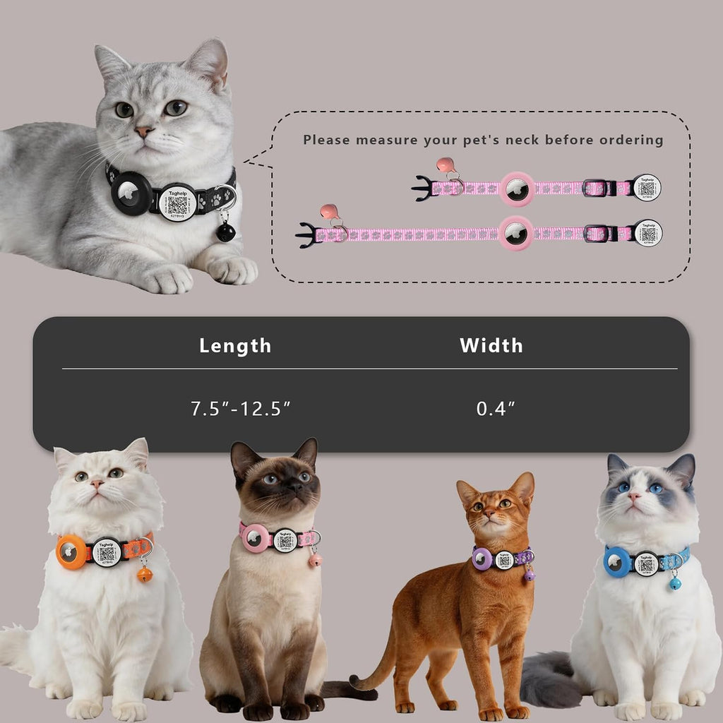 Reflective AirTag Cat Collar, Integrated Cat Collar with Air Tag Holder