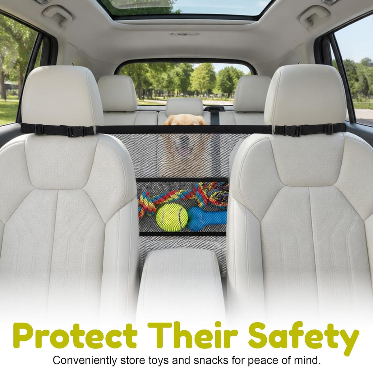 XIHIRCD Dog Car Barrier Net, Backseat Pet Divider for SUV & Truck (Black)