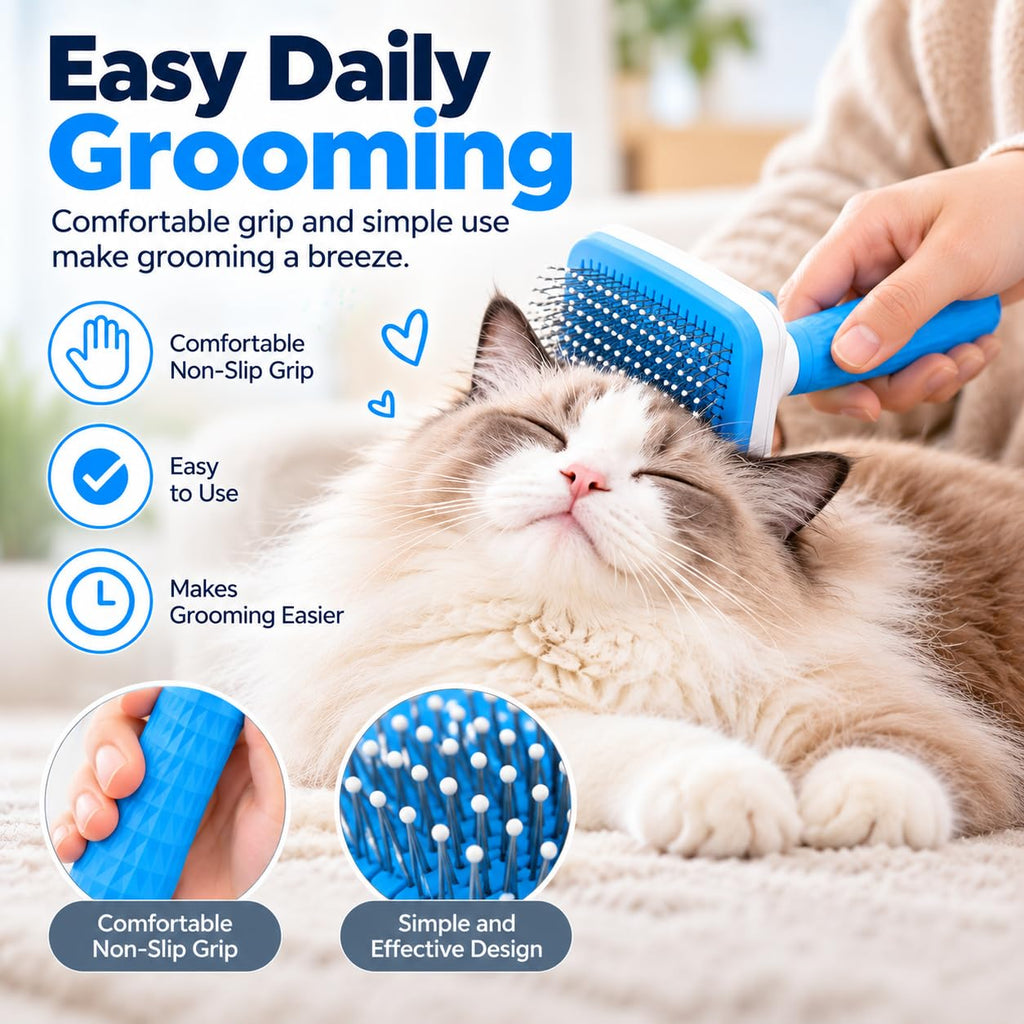Dog & Cat Slicker Brush, Pet Grooming Brush with Rounded Tips