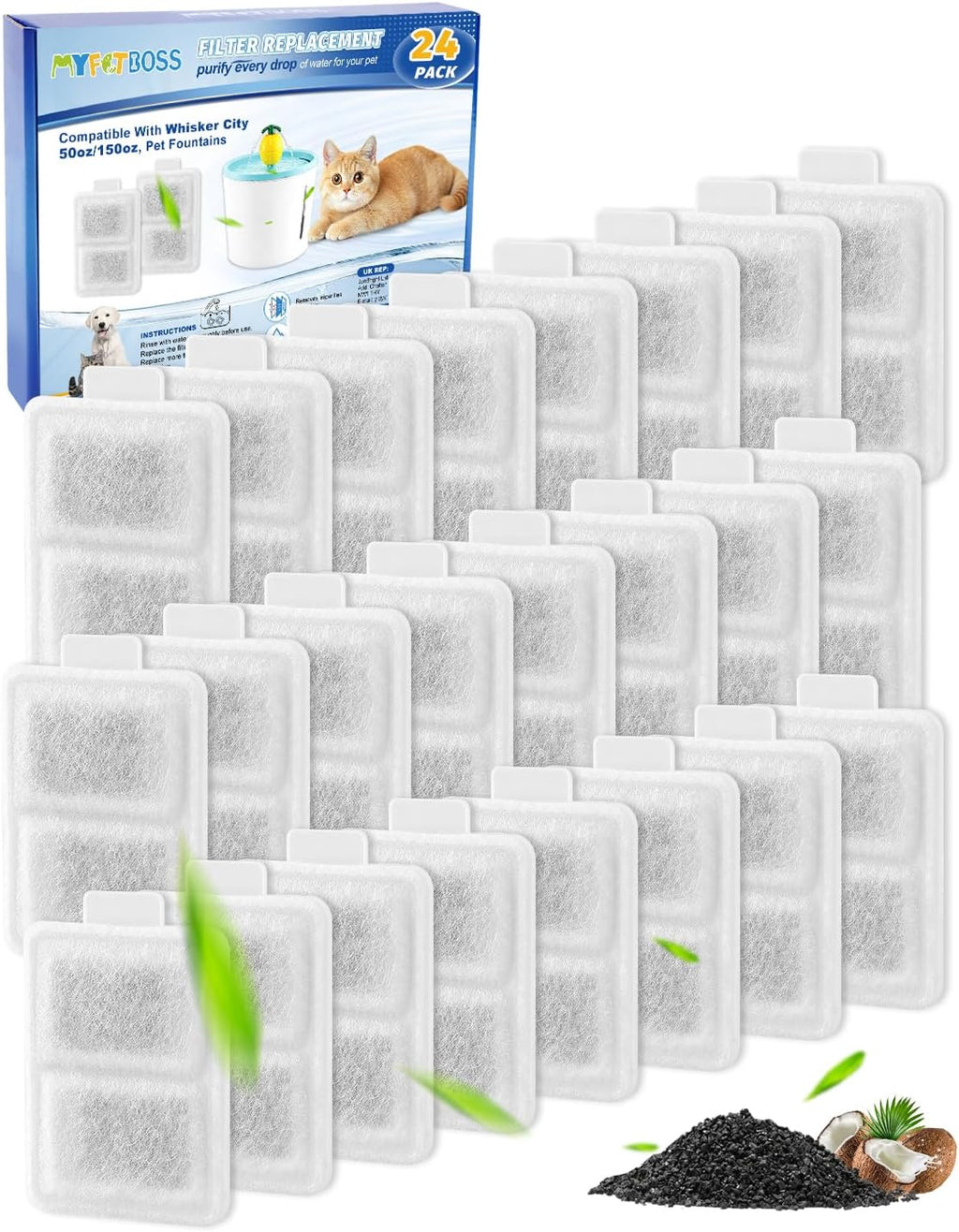 24 Small Replacement Filter for Cat Fountain Fit for Whisker City