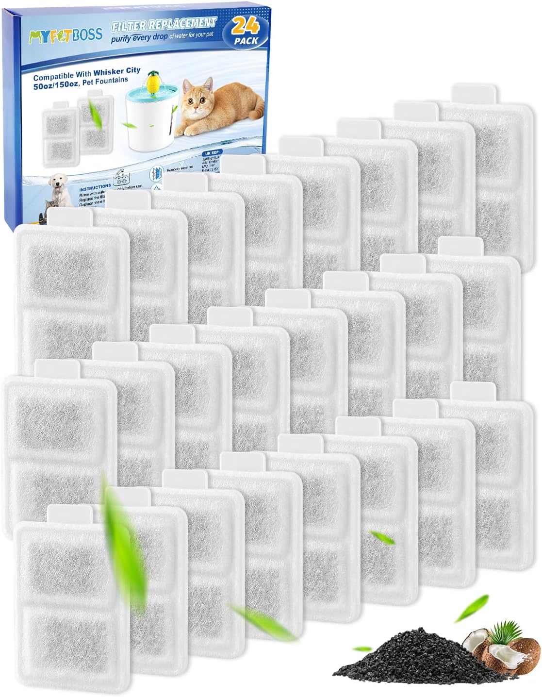 24 Small Replacement Filter for Cat Fountain Fit for Whisker City