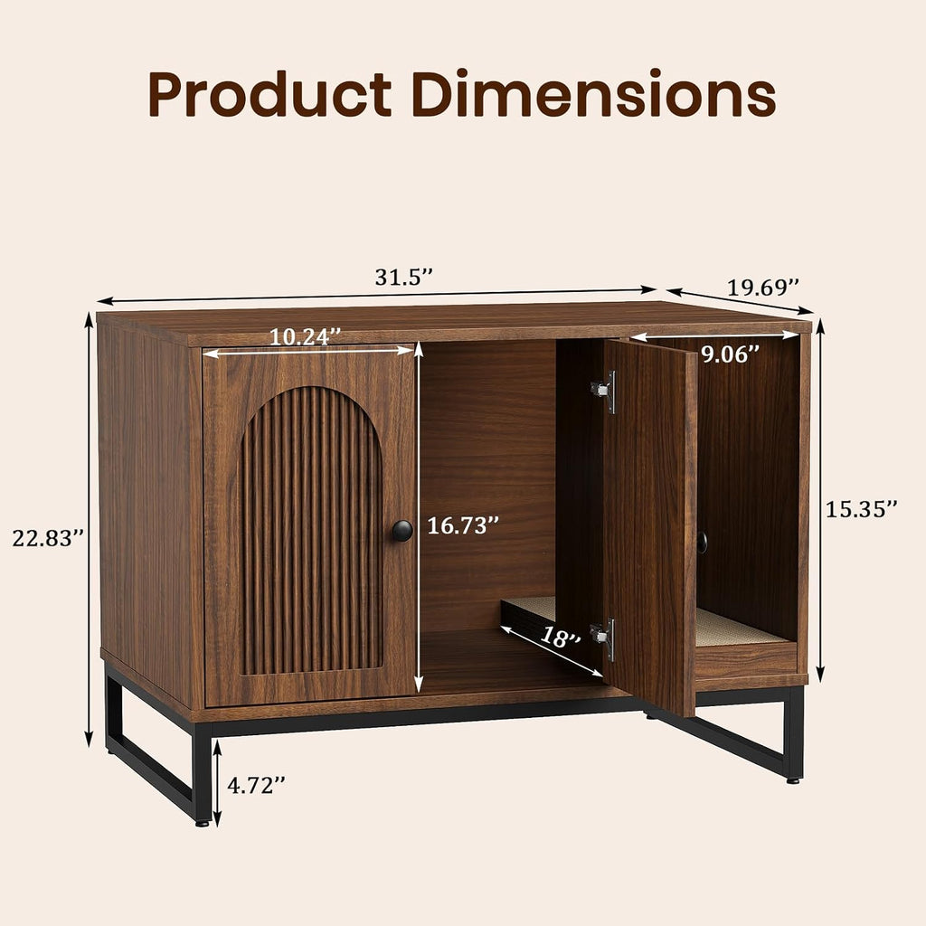 31.5" Cat Litter Box Enclosure, Hidden Litter Box with Scratch Pad