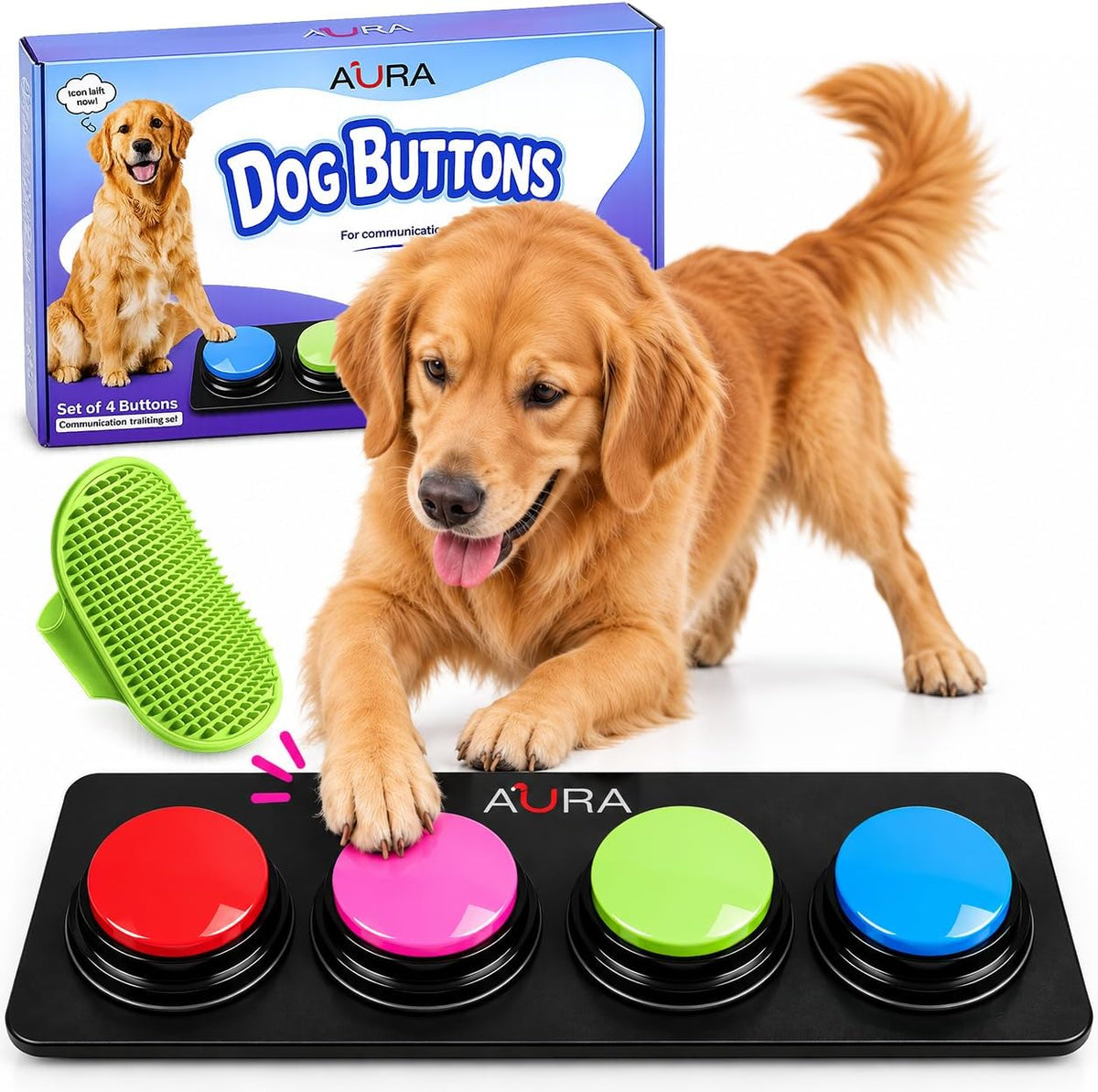 A-URA Dog Buttons for Communication, Recordable Dog Talking Buttons (6 PC)