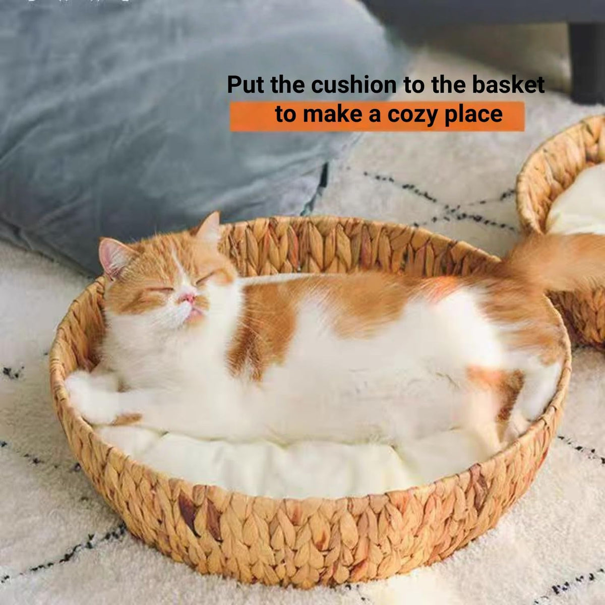 SHENGOCASE 2-Pack 15“ Round Soft Cat Kneading Pillow Cushion Bed for Cat Small Dog House Perch Shelf, Pad Padding for Ca