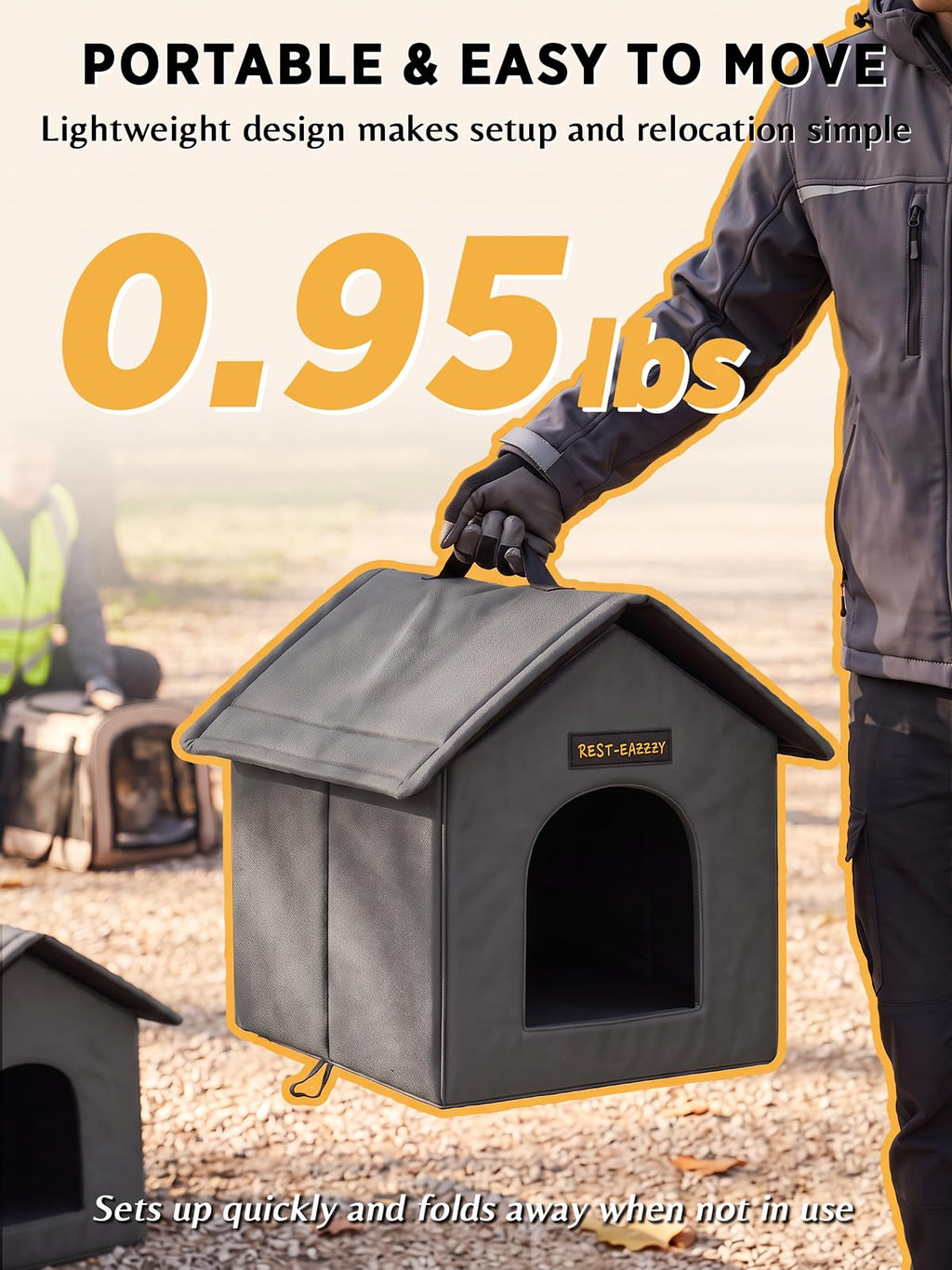 Rest-Eazzzy Outdoor Cat House for Feral Cats,Weatherproof & Insulated